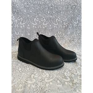 Boulder Creek Big & Tall Mens Size 14 XX Black Leather Slip On Ankle Boots (New)